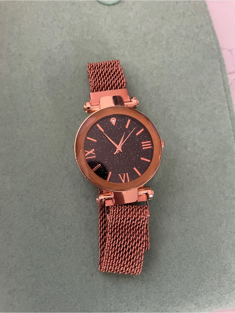 Sparkling Black Rose Gold Watch